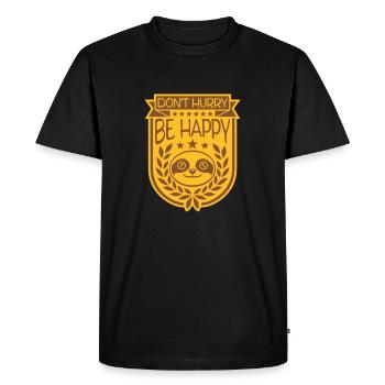 Ne vous dépêchez pas d’être heureux - T-shirt Premium bio Homme - noir - Devant - Nico (187cm)