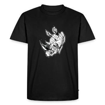 Rhinoceros // Ilustration // Papachyderms - Men's Premium Organic T-Shirt - black - Front - Nico (187cm)