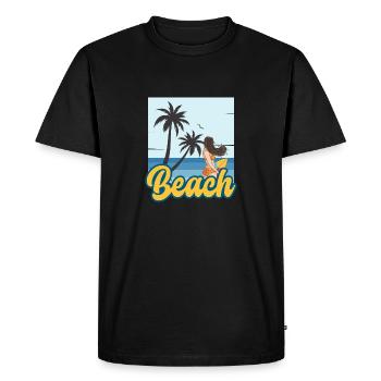 Beach Summer - Men's Premium Organic T-Shirt - black - Front - Nico (187cm)