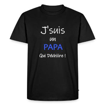 J'suis un papa qui déchire - T-shirt Premium bio Homme - noir - Devant - Nico (187cm)