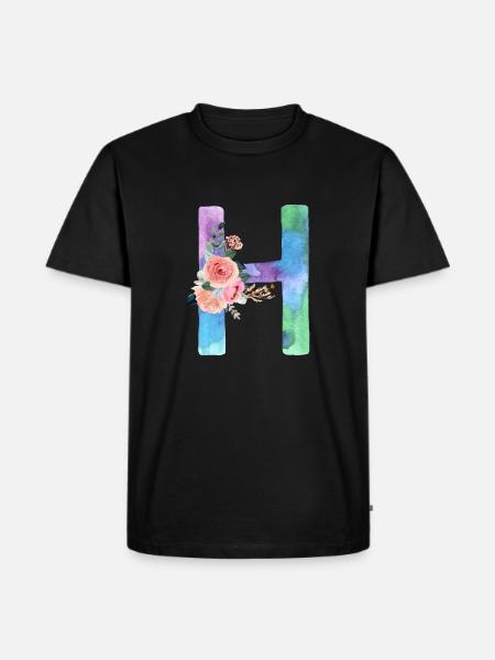 Buchstabe H Aquarell - Männer Premium Bio T-Shirt - Schwarz