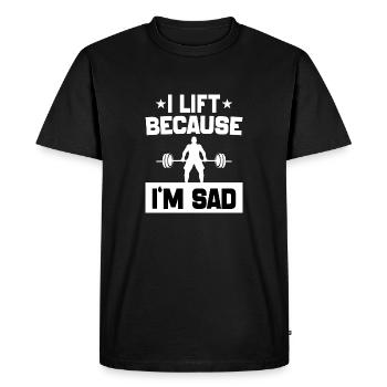 I Lift Because I'm Sad Workout Joke Motivation Gym - Men's Premium Organic T-Shirt - black - Front - Nico (187cm)