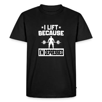 I Lift Because I'm Depressed Funny workout Jokes - Men's Premium Organic T-Shirt - black - Front - Nico (187cm)