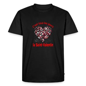 C'est tous les jours la Saint-Valentin - T-shirt Premium bio Homme - noir - Devant - Nico (187cm)