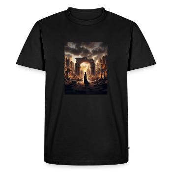 Femme dans la ville de l’oubli - T-shirt Premium bio Homme - noir - Devant - Nico (187cm)