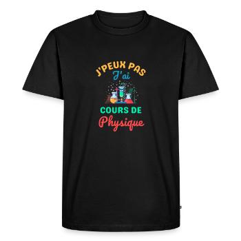 Cours de physique - T-shirt Premium bio Homme - noir - Devant - Nico (187cm)