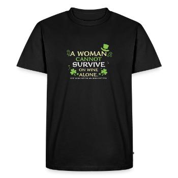 Une femme ne peut pas survivre avec du vin un... - T-shirt Premium bio Homme - noir - Devant - Nico (187cm)