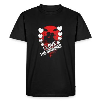 J’adore le batteur - j’adore la batterie - T-shirt Premium bio Homme - noir - Devant - Nico (187cm)