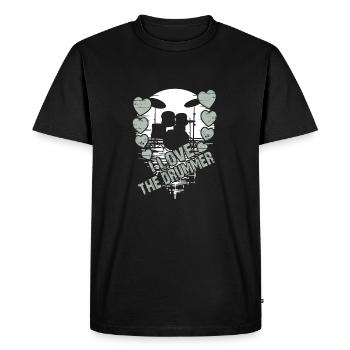 J’adore le batteur - j’adore la batterie - T-shirt Premium bio Homme - noir - Devant - Nico (187cm)