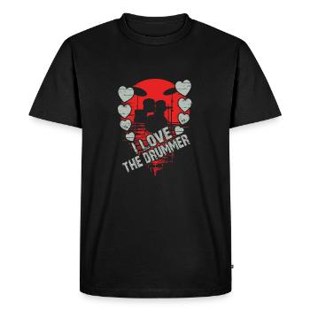 J’adore le batteur - j’adore la batterie - T-shirt Premium bio Homme - noir - Devant - Nico (187cm)