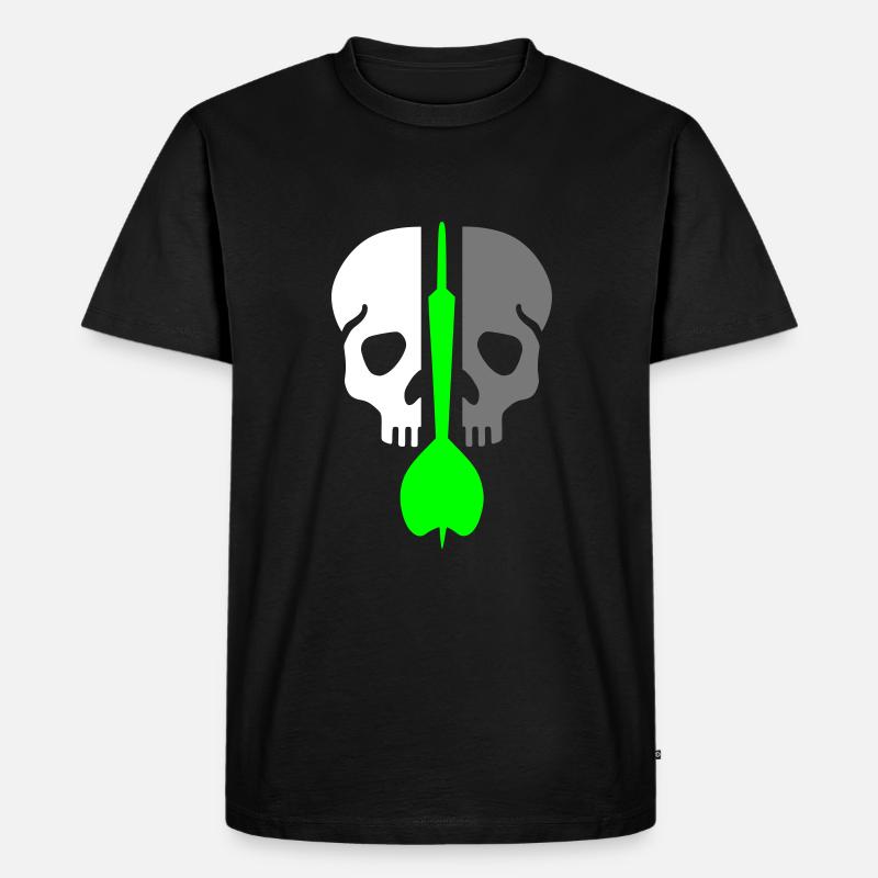 Geteilter Schädel und Dartpfeil - Männer Premium Bio T-Shirt - Schwarz