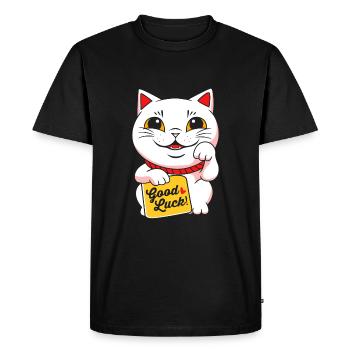 Porte-bonheur Maneki Neko Japon - T-shirt Premium bio Homme - noir - Devant - Nico (187cm)