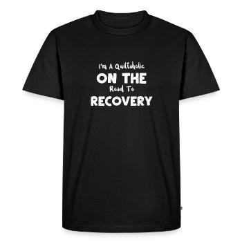 Je suis un accro du Quiltaïque sur la route de... - T-shirt Premium bio Homme - noir - Devant - Nico (187cm)