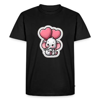Cute baby elephant with heart balloon elephant mom - Men's Premium Organic T-Shirt - black - Front - Nico (187cm)