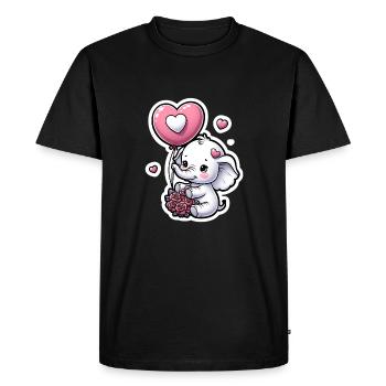 Cute baby elephant with heart balloon elephant mom - Men's Premium Organic T-Shirt - black - Front - Nico (187cm)