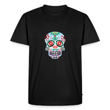Catrina skull blue - Men's Premium Organic T-Shirt - black - Front - Nico (187cm)