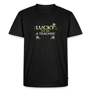 Lucky To Be A Teacher - Men's Premium Organic T-Shirt - black - Front - Nico (187cm)