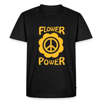 flower power - Männer Premium Bio T-Shirt - Schwarz - Vorne - Nico (187cm)