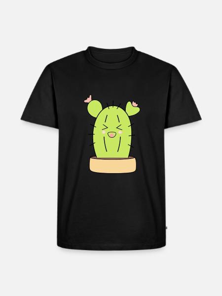 lachender Kaktus - Männer Premium Bio T-Shirt - Schwarz