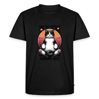 Le chat est en train de zoner - T-shirt Premium bio Homme - noir - Devant - Nico (187cm)