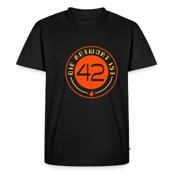 the answer is 42 - Men's Premium Organic T-Shirt - black - Front - Nico (187cm)
