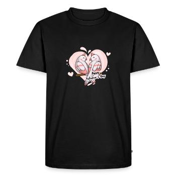 Oiseaux motif Saint-Valentin - T-shirt Premium bio Homme - noir - Devant - Nico (187cm)