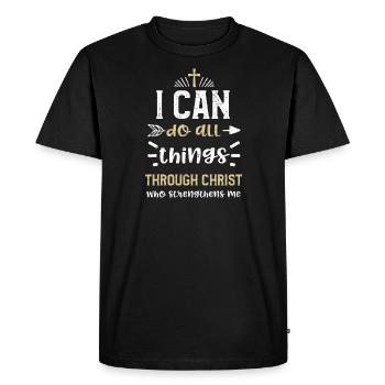 Je peux tout faire grâce à Chri... - T-shirt Premium bio Homme - noir - Devant - Nico (187cm)