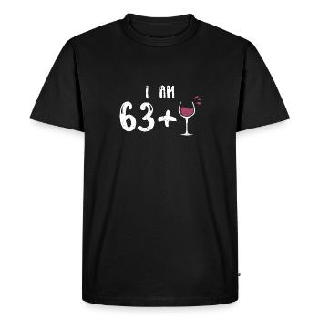 J’ai 63 ans + 1 - 64e anniversaire - T-shirt Premium bio Homme - noir - Devant - Nico (187cm)