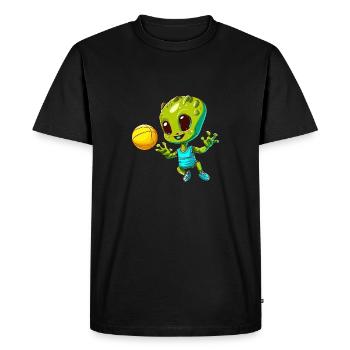 Green Alien Basketball Player - Men's Premium Organic T-Shirt - black - Front - Nico (187cm)
