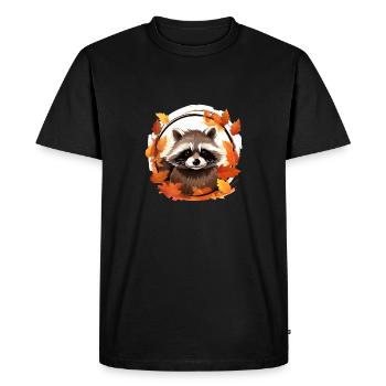 Autumnal raccoon: Between the leaves - Men's Premium Organic T-Shirt - black - Front - Nico (187cm)