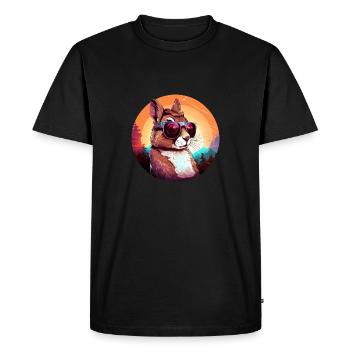 Cool Rabbit in Sunset: Astonished Rabbit with So - Men's Premium Organic T-Shirt - black - Front - Nico (187cm)
