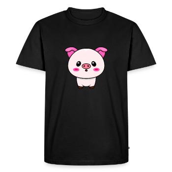 Cute Kawaii Pig - Design charmant - T-shirt Premium bio Homme - noir - Devant - Nico (187cm)