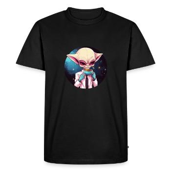 Alien Alien Coffee Space Sunset - Men's Premium Organic T-Shirt - black - Front - Nico (187cm)