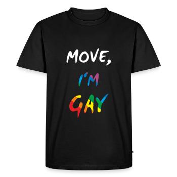 Move, I'm Gay - Gay Pride - T-shirt Premium bio Homme - noir - Devant - Nico (187cm)