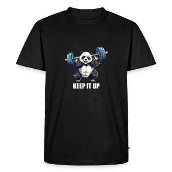 Keep It Up, Panda avec Dumbbell Fitness et Bodybuild - T-shirt Premium bio Homme - noir - Devant - Nico (187cm)