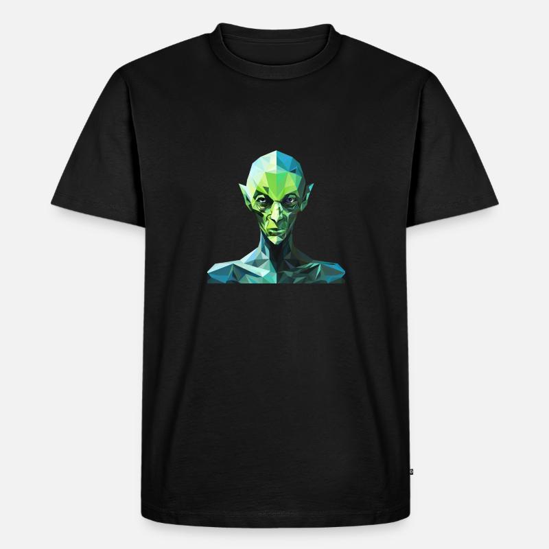 Alien im Polygon-Stil - Männer Premium Bio T-Shirt - Schwarz