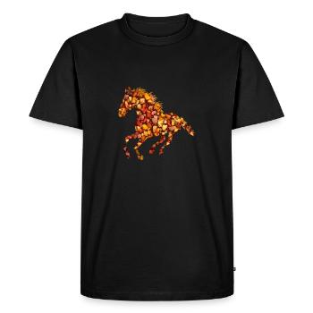 Galloping horse in autumnal foliage - Men's Premium Organic T-Shirt - black - Front - Nico (187cm)