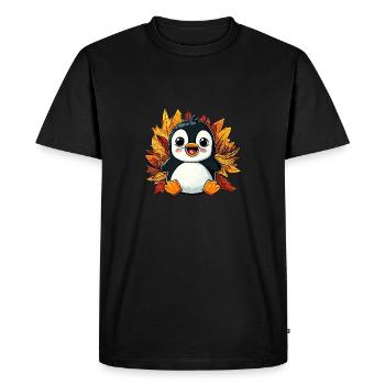 Manchot d’automne: feuillage et feuilles panachées - T-shirt Premium bio Homme - noir - Devant - Nico (187cm)