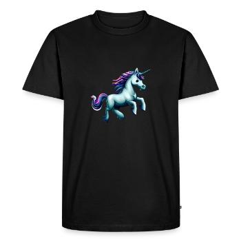 Kawaii unicorn with rainbow hair - Men's Premium Organic T-Shirt - black - Front - Nico (187cm)
