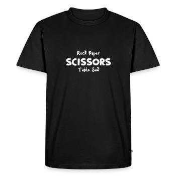 Scie de table à ciseaux en papier de roche - T-shirt Premium bio Homme - noir - Devant - Nico (187cm)