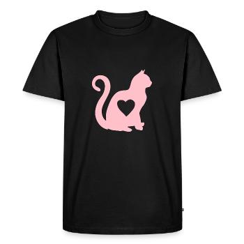 Rosee coeur de chat silhouette chat amoureux noir - T-shirt Premium bio Homme - noir - Devant - Nico (187cm)