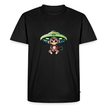 OVNI extraterrestre et chimpanzé assis - T-shirt Premium bio Homme - noir - Devant - Nico (187cm)