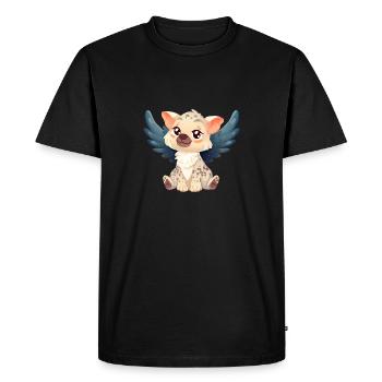 Kawaii Hyena Angel - Doux vol à travers les nuages - T-shirt Premium bio Homme - noir - Devant - Nico (187cm)