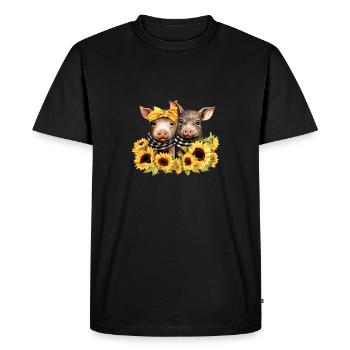 Cochons comme meilleurs amis, tournesol, bandana u - T-shirt Premium bio Homme - noir - Devant - Nico (187cm)