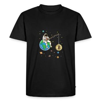 Un astronaute pêche Bitcoin Moon Crypto-monnaie - T-shirt Premium bio Homme - noir - Devant - Nico (187cm)
