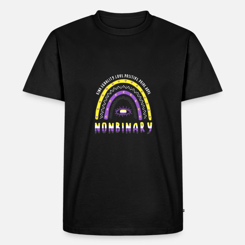 Boho Regenbogen Nonbinary - Männer Premium Bio T-Shirt - Schwarz