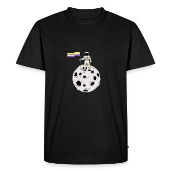 Nonbinary astronaut on the moon Nonbinary flag - Men's Premium Organic T-Shirt - black - Front - Nico (187cm)