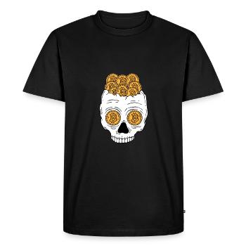 Bitcoin Skull BTC Trader boursier - T-shirt Premium bio Homme - noir - Devant - Nico (187cm)