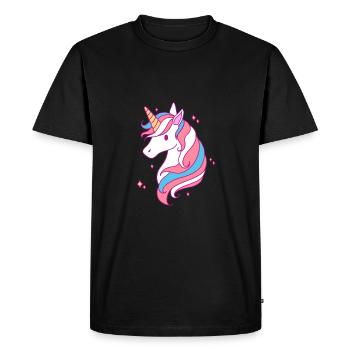 Trans Pride Unicorn LGBT Trans Ally - Men's Premium Organic T-Shirt - black - Front - Nico (187cm)