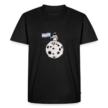 Drapeau de la Fierté trans de l’astronaute transgenre - T-shirt Premium bio Homme - noir - Devant - Nico (187cm)